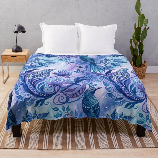 Item preview, Mystical Violet Bird & Fantasy Flowers designed and sold by sunnthreads.