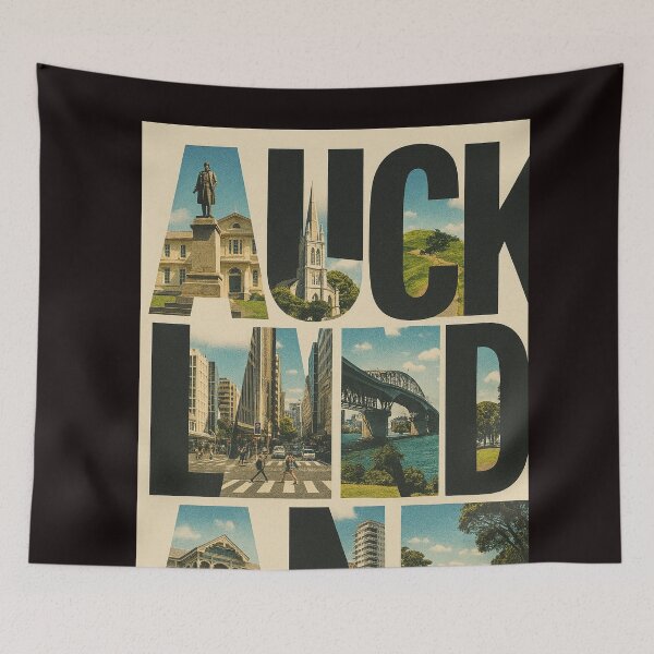 Item preview, Auckland New Zealand – Landmark Photo Typography Collage designed and sold by Aryabek.