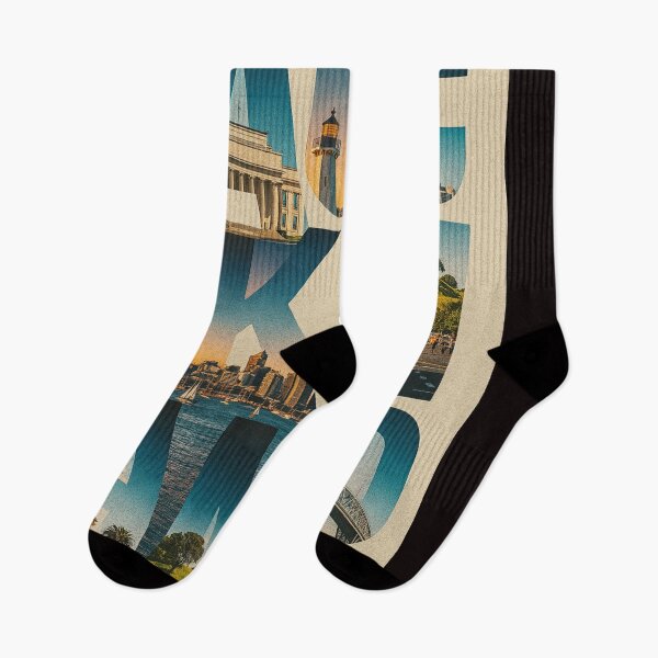Item preview, Auckland Scenic Collage – Sunset Views and City Icons designed and sold by Aryabek.