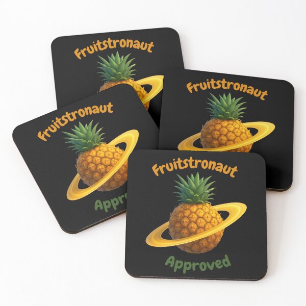 Item preview, Fruitstronaut Approved. Surreal pineapple designed as a planet with golden Saturn-like rings, tropical fruit floating in outer space with a fantasy cosmic concept designed and sold by Maryna_Reine.