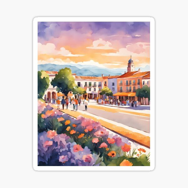 Vista previa del artículo con la obra «La plaza al atardecer», diseñado y vendido por ponted.