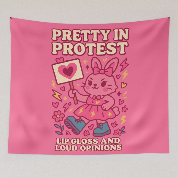 Item preview, Pretty in Protest – Feminine but Fierce Bunny Art designed and sold by Cheeky Companions.