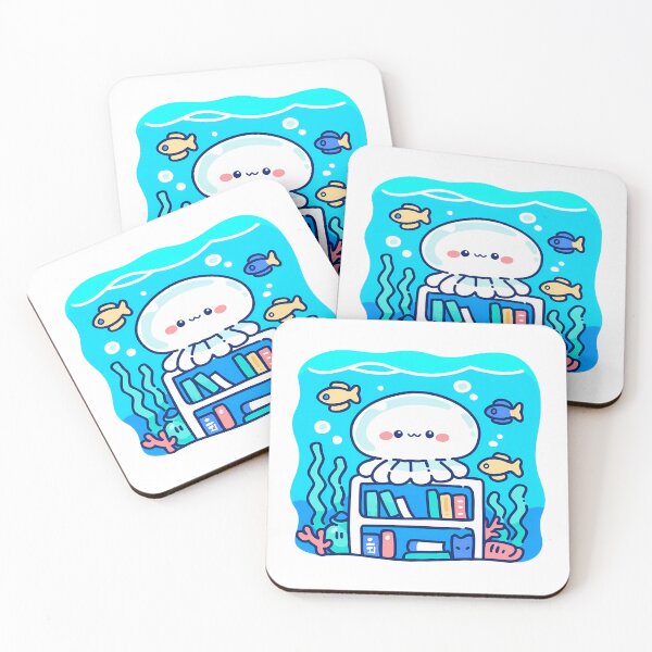 Item preview,  A little jellyfish enjoying a cozy reading time in the sea designed and sold by Elinotes.