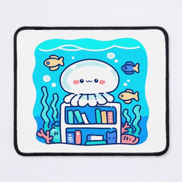 Item preview,  A little jellyfish enjoying a cozy reading time in the sea designed and sold by Elinotes.