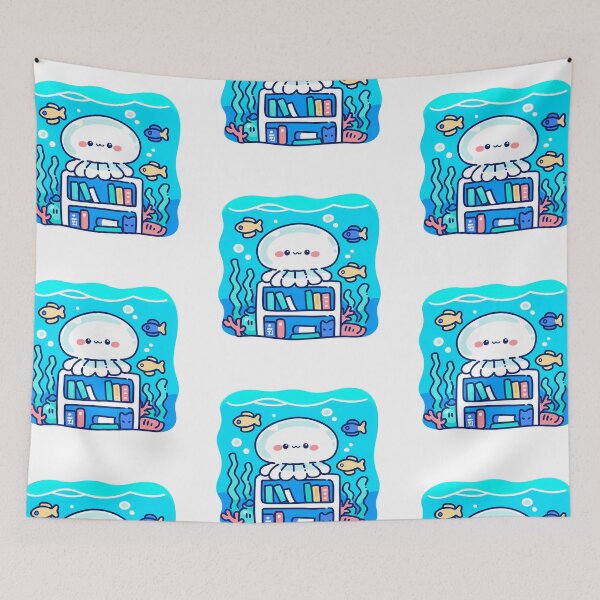 Item preview,  A little jellyfish enjoying a cozy reading time in the sea designed and sold by Elinotes.