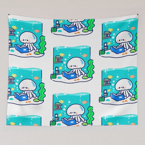 Item preview,   A little jellyfish enjoying a cozy reading time at home designed and sold by Elinotes.