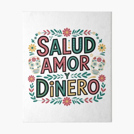 Item preview, Salud Amor y Dinero – Diseño de calavera del Día de los Muertos designed and sold by Fragy72.