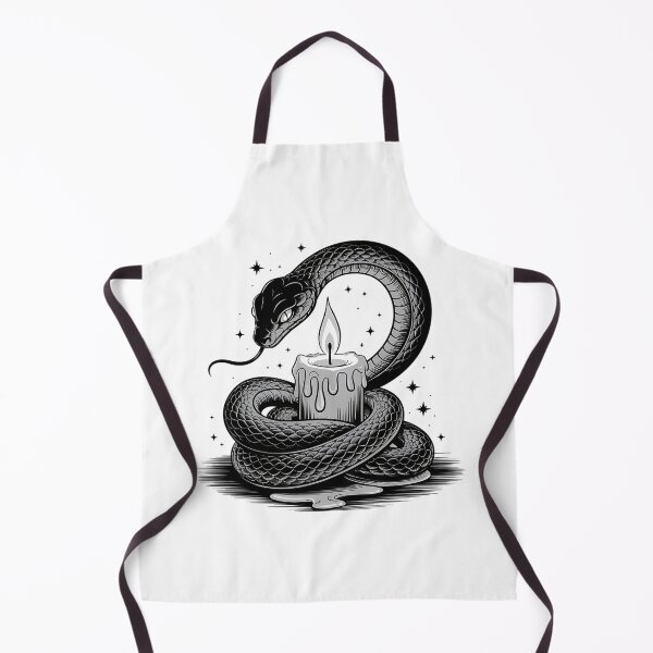 Item preview, Coiled Snake with Candle in Gothic Monochrome Style designed and sold by BirdsnStuff.
