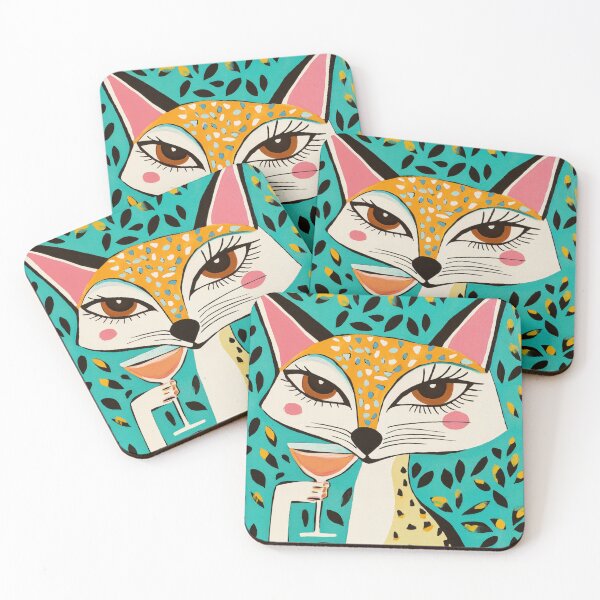 Item preview, Whimsical Fox Drinking Cocktail designed and sold by UtArt.