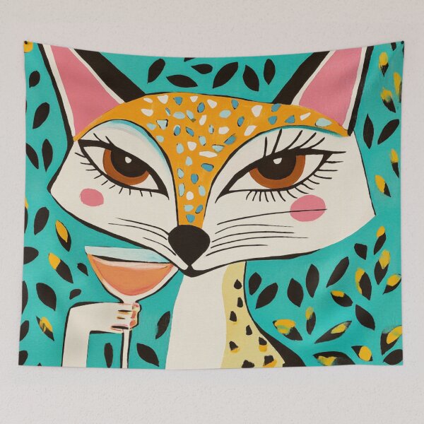 Item preview, Whimsical Fox Drinking Cocktail designed and sold by UtArt.