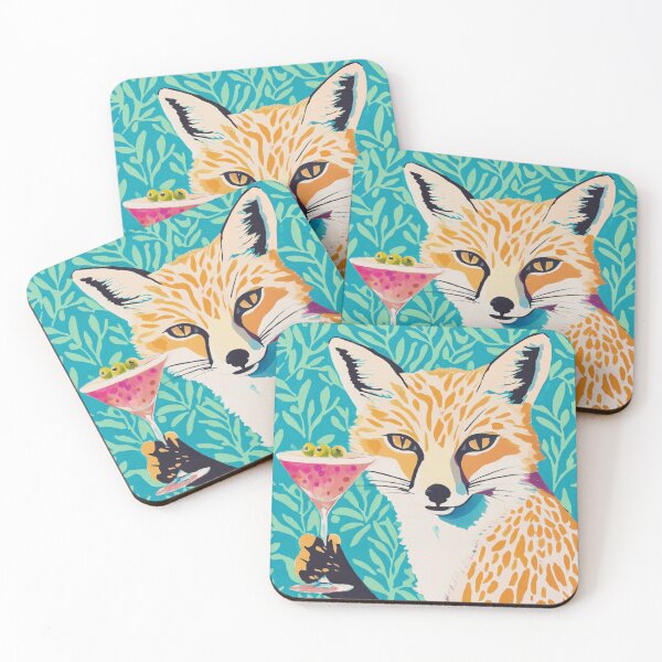 Item preview, Whimsical 60ies Fox with a Martini designed and sold by UtArt.