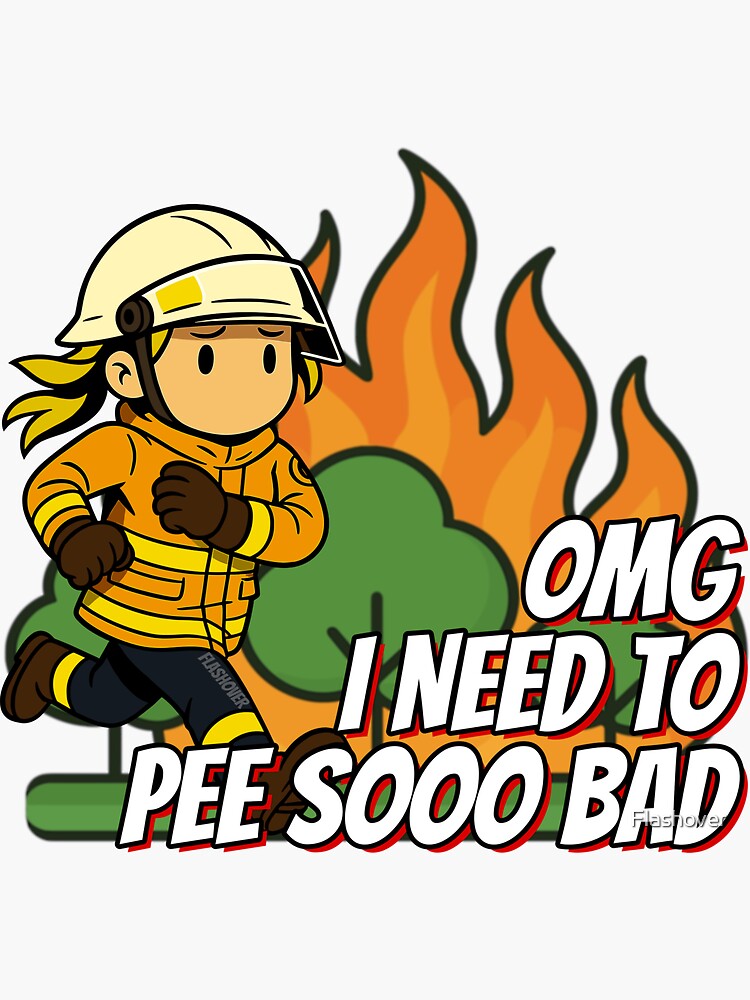 Thumbnail 3 of 3, Sticker, Oh my god I need to pee! designed and sold by Flashover.
