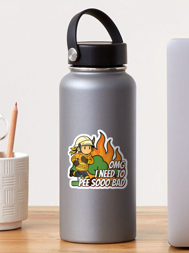 Thumbnail 1 of 3, Sticker, Oh my god I need to pee! designed and sold by Flashover.