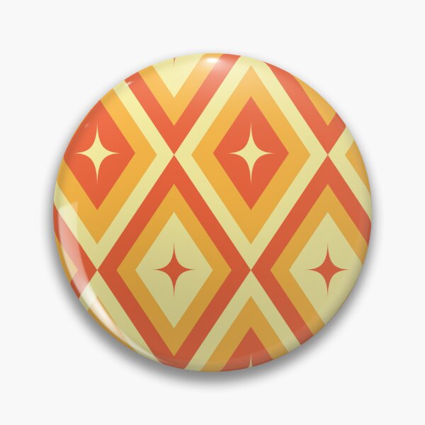 Item preview, Mid Century Retro Starbursts pattern on harlequin Diamonds in orange, red and light cream designed and sold by Yasminepatterns .