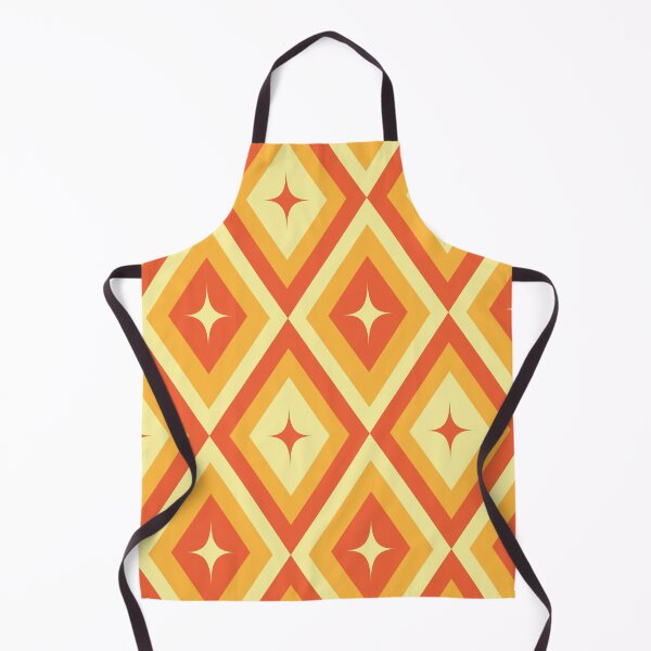 Item preview, Mid Century Retro Starbursts pattern on harlequin Diamonds in orange, red and light cream designed and sold by Yasminepatterns .