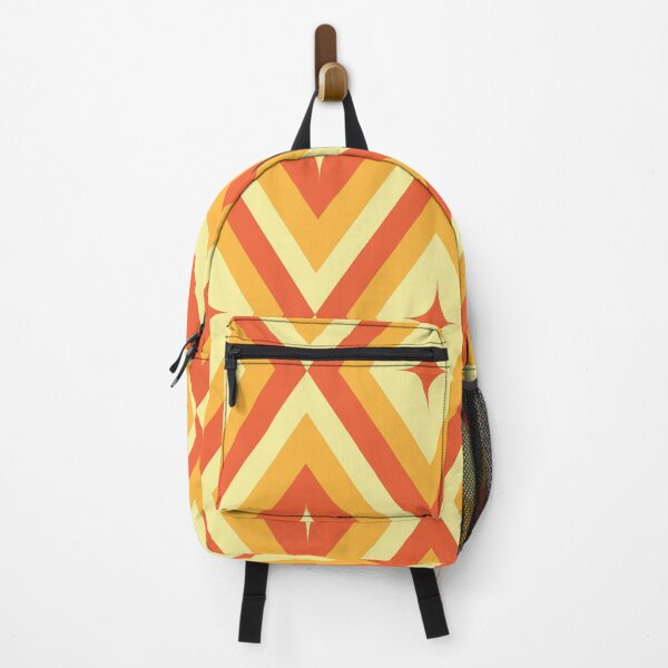 Item preview, Mid Century Retro Starbursts pattern on harlequin Diamonds in orange, red and light cream designed and sold by Yasminepatterns .