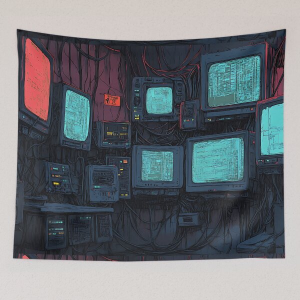Item preview, Cyberpunk Art: Hacker's Neon Den designed and sold by bapupa.
