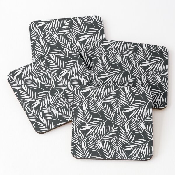 Item preview, Black and White Monochrome Tropical Palm Fronds Pattern  designed and sold by Yasminepatterns .