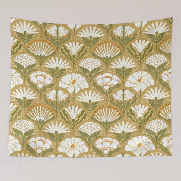 Item preview, Petal Imprints - Block Print Florals B-Sandy Brown designed and sold by Carina Parry Studios.