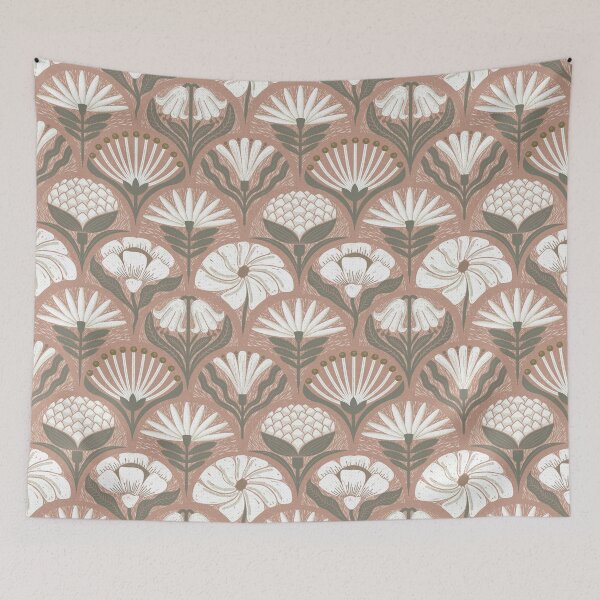Item preview, Petal Imprints - Block Print Florals F-Pinkish Tan designed and sold by Carina Parry Studios.