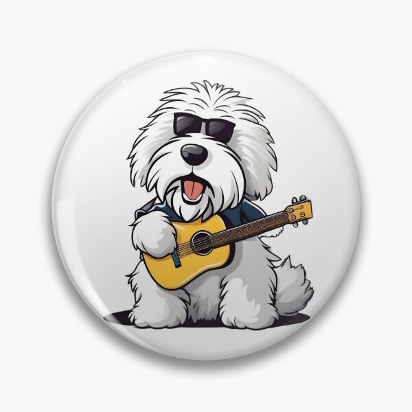 Item preview, Funny Old English Sheepdog Dog Musician Cartoon Design – Cute Pet and Owner Artwork – Musician Gift – Humorous Pet Parent Gifts designed and sold by KoraTalks.