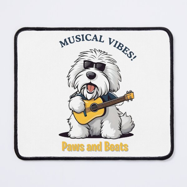 Item preview, Funny Old English Sheepdog Dog Musician Cartoon Design – Cute Pet and Owner Artwork – Musician Gift – Humorous Pet Parent Gifts designed and sold by KoraTalks.