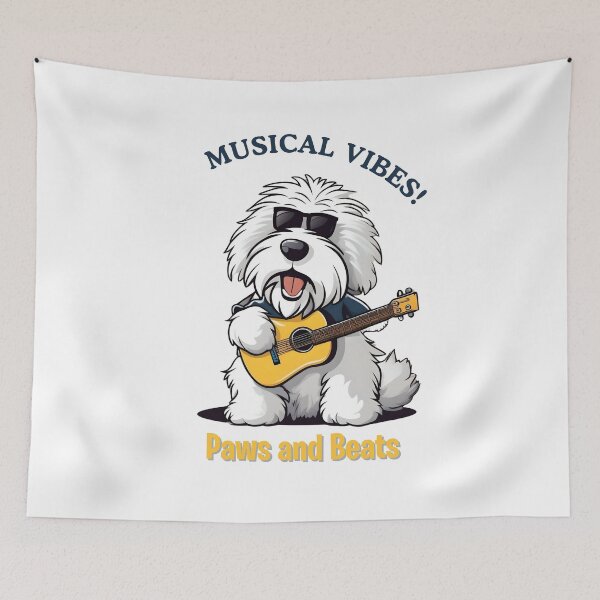 Item preview, Funny Old English Sheepdog Dog Musician Cartoon Design – Cute Pet and Owner Artwork – Musician Gift – Humorous Pet Parent Gifts designed and sold by KoraTalks.