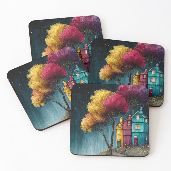 Item preview, Whimsical Hillside Village - Colorful Fairytale Houses designed and sold by Moss and Moon Studio.