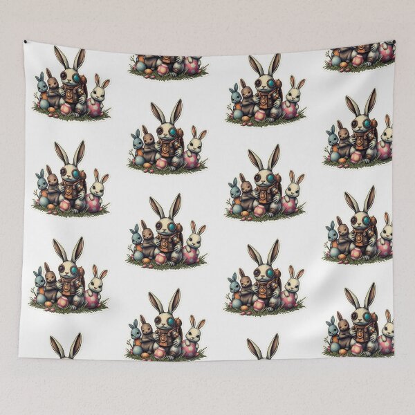 Item preview, Cute Easter futuristic bunnies in the grass with eggs sticker,Happy Easter,Easter Day,Cute Easter designed and sold by Expressions-Sel.