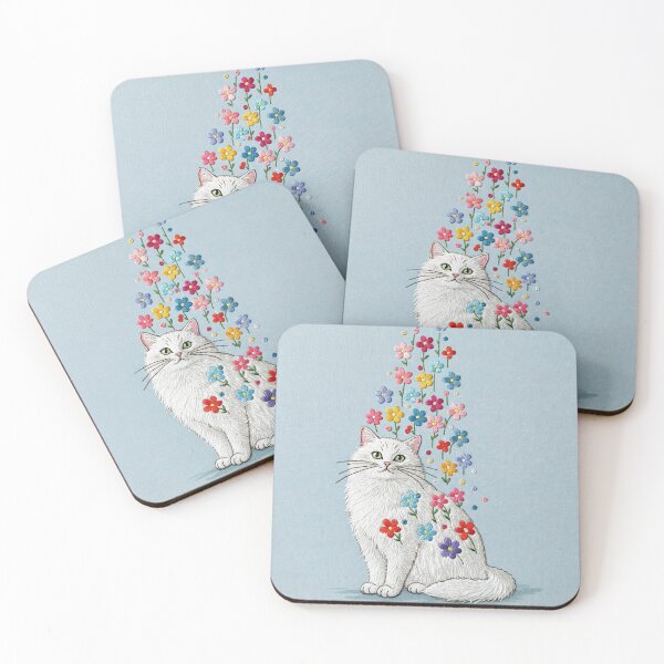 Item preview, Happy Summer Cat Bloom - Colorful Flowers on a Cheerful Kitty Art designed and sold by DaisyHouse.