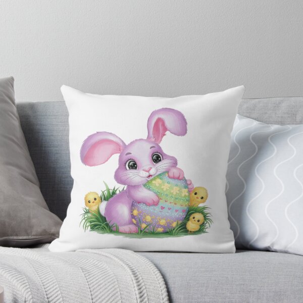 Item preview, Cute Easter pink bunny with colored egg and chicks ,Happy Easter,Easter Day,Cute Easter designed and sold by Expressions-Sel.