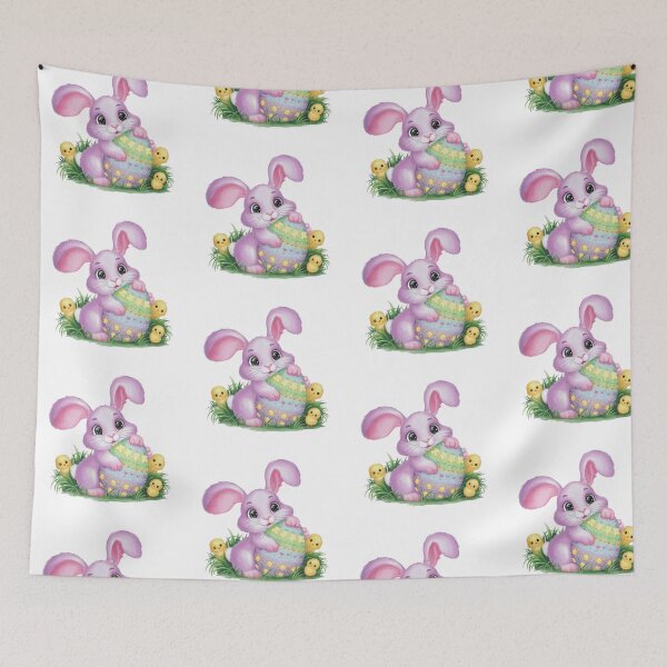 Item preview, Cute Easter pink bunny with colored egg and chicks ,Happy Easter,Easter Day,Cute Easter designed and sold by Expressions-Sel.