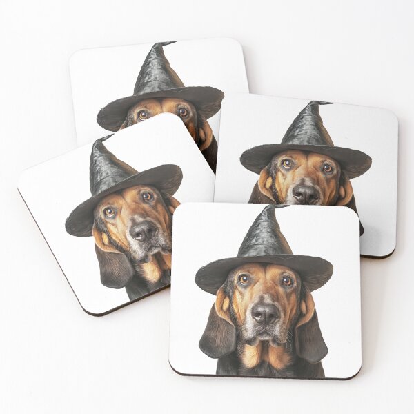 Item preview, Bloodhound Dog Wearing Halloween Witch Hat designed and sold by LazyOwlStore.