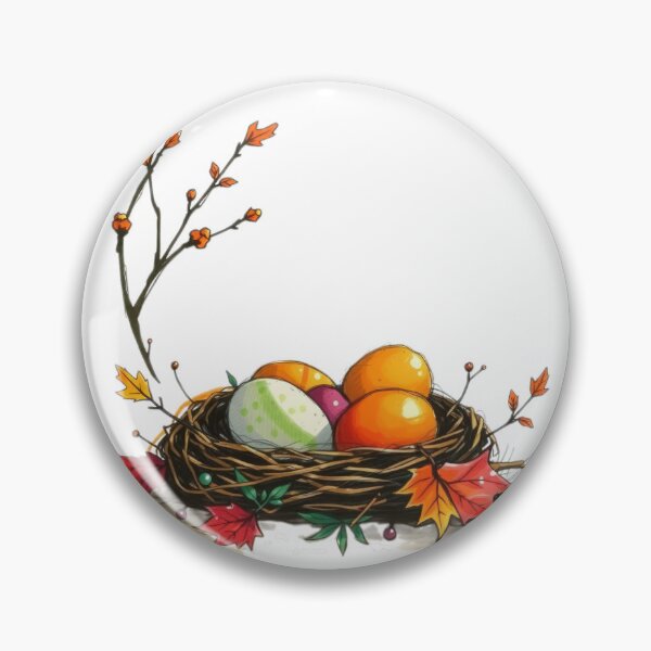 Item preview, easter colored eggs in a nest with leaves,Happy Easter,Easter Day,easter illustration designed and sold by Expressions-Sel.