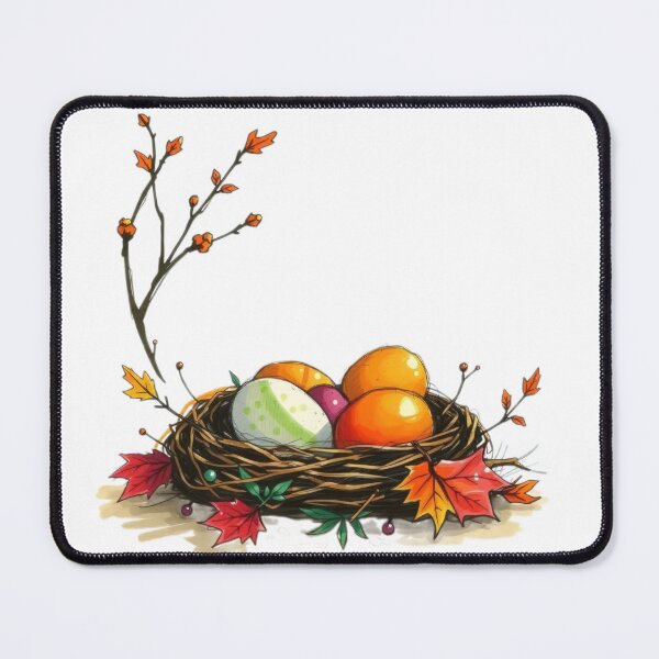 Item preview, easter colored eggs in a nest with leaves,Happy Easter,Easter Day,easter illustration designed and sold by Expressions-Sel.