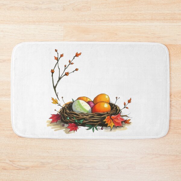 Item preview, easter colored eggs in a nest with leaves,Happy Easter,Easter Day,easter illustration designed and sold by Expressions-Sel.