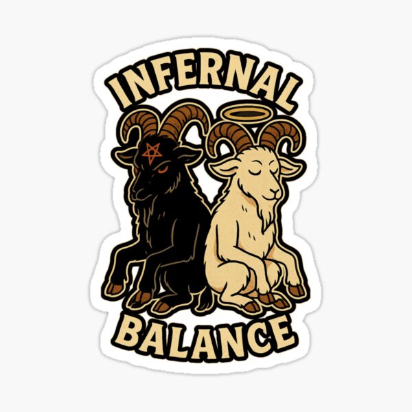 Vista previa del artículo con la obra «Equilibrio Infernal – Cabras Yin Yang del Caos y la Calma», diseñado y vendido por sekrecja.