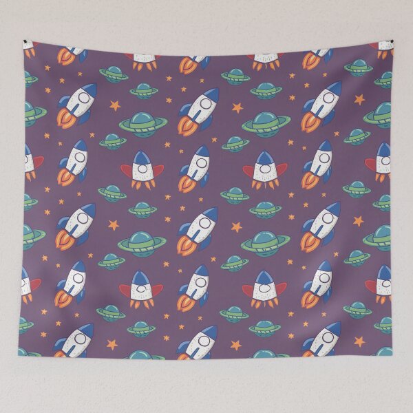 Item preview, Rockets And UFO Pattern designed and sold by Angry Swan Designs.