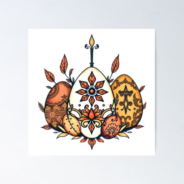 Item preview, easter eggs colorful vintage tatto floral,Happy Easter,Easter Day,easter illustration designed and sold by Expressions-Sel.