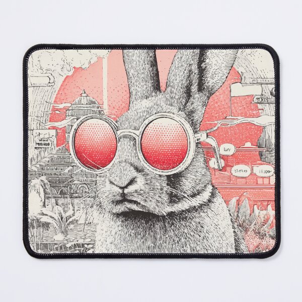 Item preview, Red Vision Rabbit - Retro Futurism Bunny Poster designed and sold by Moss and Moon Studio.