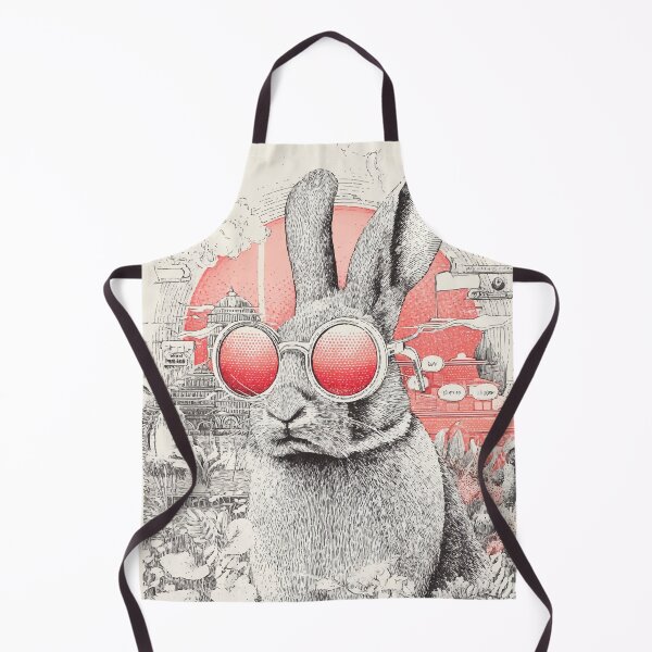 Item preview, Red Vision Rabbit - Retro Futurism Bunny Poster designed and sold by Moss and Moon Studio.
