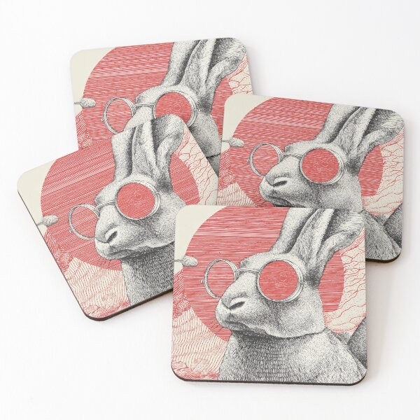 Item preview, Red Vision Rabbit - Retro Futurism Bunny Poster designed and sold by Moss and Moon Studio.