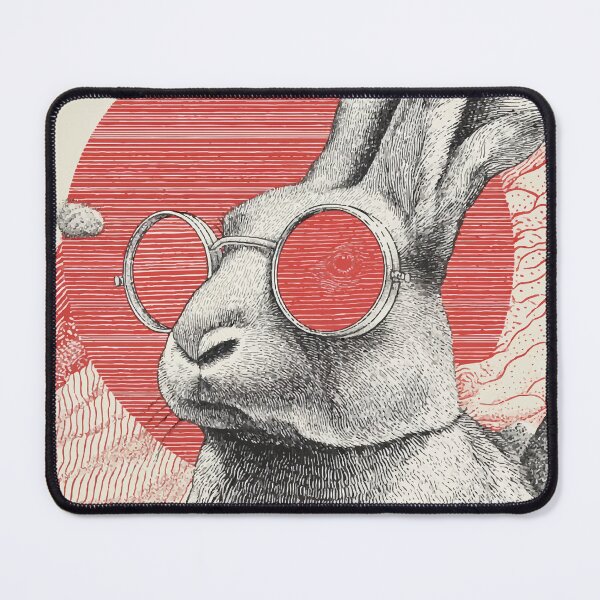 Item preview, Red Vision Rabbit - Retro Futurism Bunny Poster designed and sold by Moss and Moon Studio.