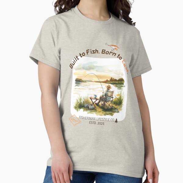 Item preview, Built to Fish. Born to Cast. Fisherman Lifestyle Tee Watercolor Art for Outdoor Lovers designed and sold by VybeWear Co..