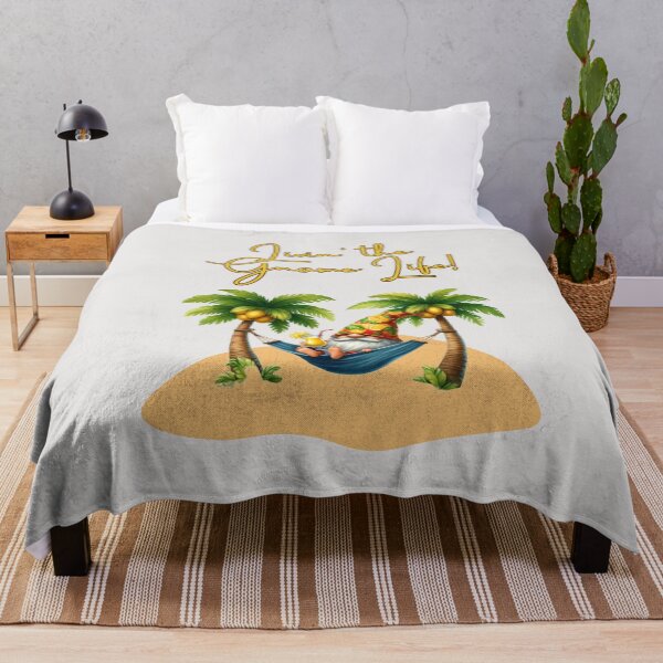 Item preview, Living the gnome life, be happy, gnome on the beach with lemon and coconut designed and sold by Coolparrotgirl.