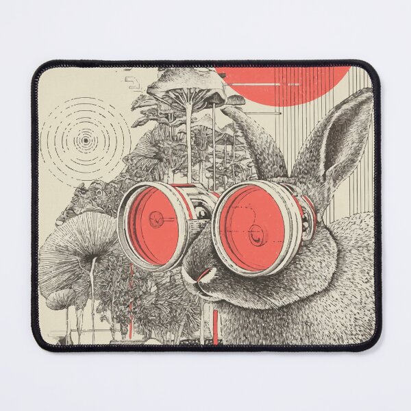 Item preview, Red Vision Rabbit - Retro Futurism Bunny Poster designed and sold by Moss and Moon Studio.