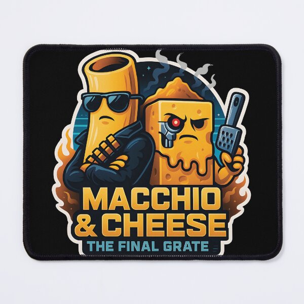 Item preview, MACCHIO & CHEESE – The Final Grate | Funny Retro Pasta Sticker | Cheesy Action Duo designed and sold by WAUZ.