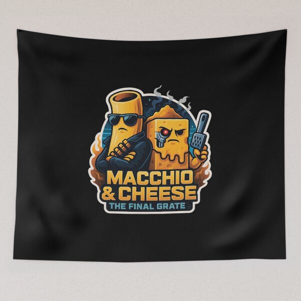Item preview, MACCHIO & CHEESE – The Final Grate | Funny Retro Pasta Sticker | Cheesy Action Duo designed and sold by WAUZ.