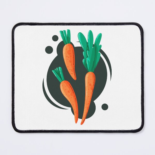 Item preview, Cartoon illustration of vibrant carrots with green tops on a dark abstract background. designed and sold by thkatefox.