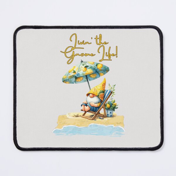 Item preview, Living the gnome life, be happy, gnome on the beach with lemon and coconut designed and sold by Coolparrotgirl.